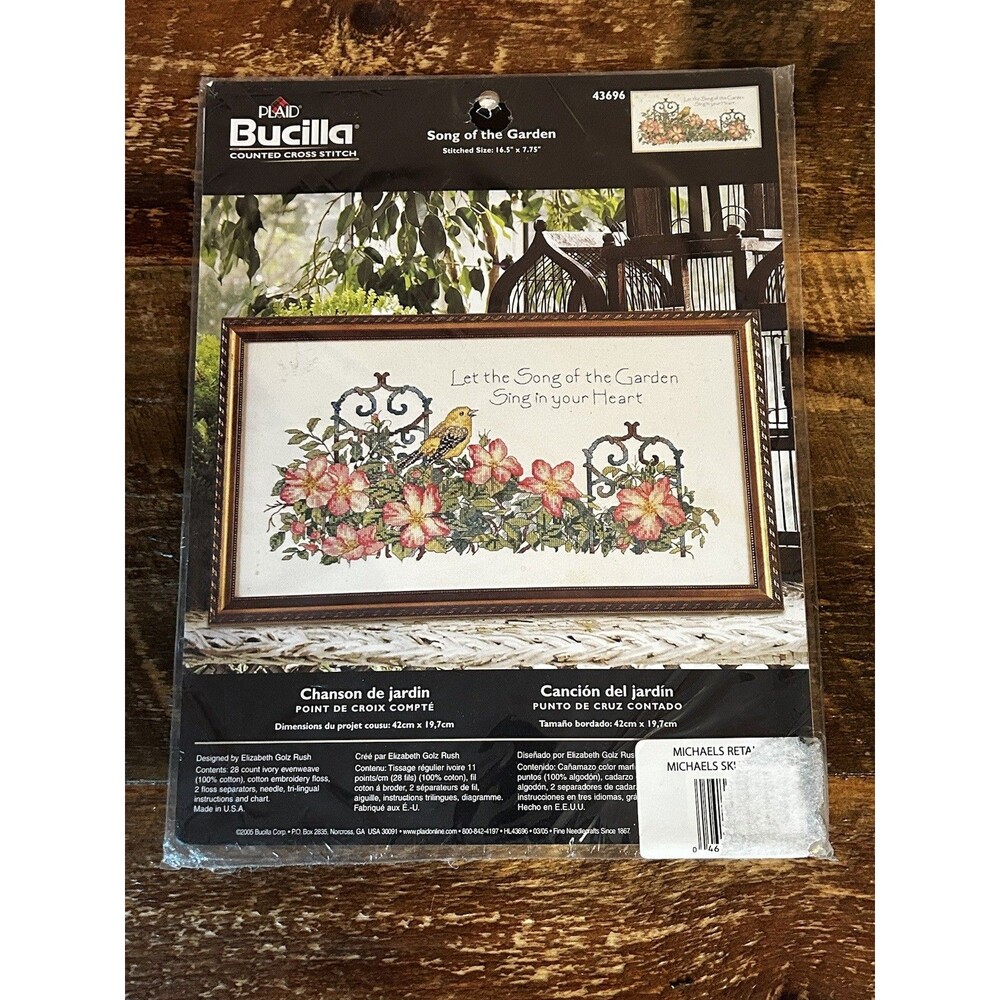 NIP 2005 Bucilla Song of the Garden Counted Cross Stitch Kit Evenweave Fabric